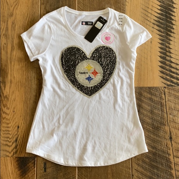 Justice Other - NWT Justice 14/16 Steelers Football flip heart tee